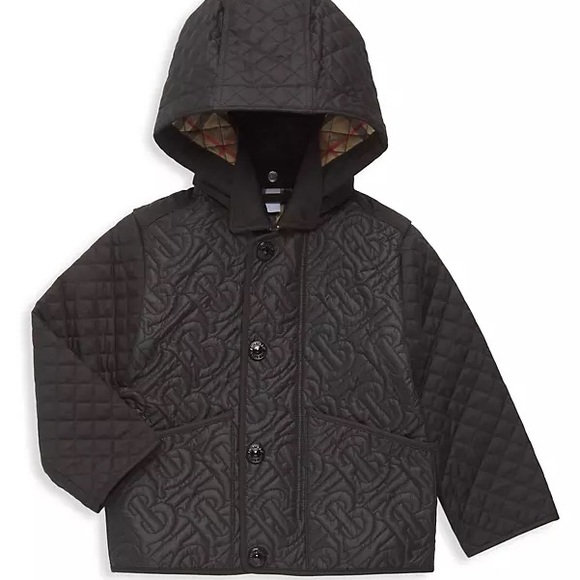 Burberry Kids' Giaden Quilted Hooded Puffer Jacket Size 18m Black - Picture 1 of 8